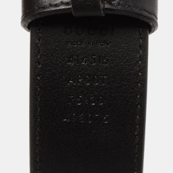 Gucci Black Leather GG Marmont Buckle Belt 75CM