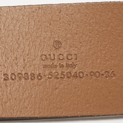 Gucci Brown Leather Interlocking Spike GG Buckle Belt 90CM