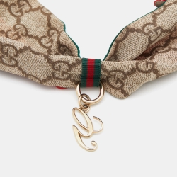 Pre Owned Gucci Multicolor Guccissima Logo Charm Detail Silk Bandeau Scarf