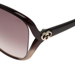 Pre Owned Gucci Black Heart Interlocking G Square Sunglasses