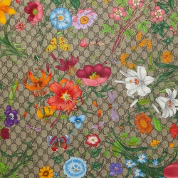 Gucci Pink Flora Print Silk Scarf