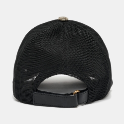 مملوكة مسبقًا Gucci Beige Mystic Cat Embellished Canvas & Mesh Baseball Cap S