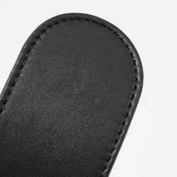 Pre Owned Gucci Black Leather Textured Double G Buckle Belt 85 CM