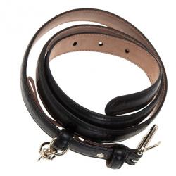 Pre Owned Gucci Black Guccissima Leather Skinny Belt 95CM