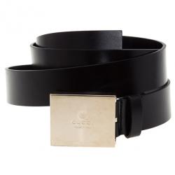 Pre Owned حزام وسط غوتشي أسود لوجو بلوك 105سم