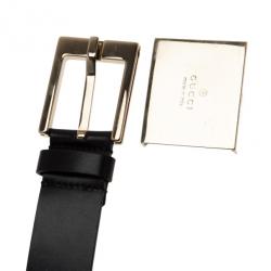 Pre Owned حزام وسط غوتشي أسود لوجو بلوك 105سم