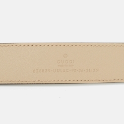 Gucci Beige GG Supreme Canvas and Leather GG Marmont Slim Belt 90 CM