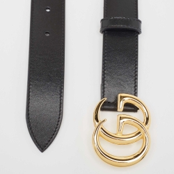 Pre Owned Gucci Black Leather GG Marmont Belt 85 CM