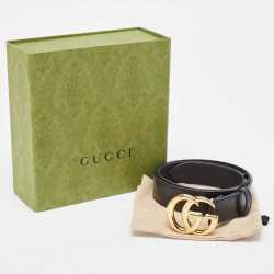 Pre Owned Gucci Black Leather GG Marmont Belt 85 CM