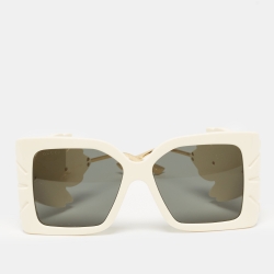 Gucci Cream/Gold GG0535S Leaf Motif Oversized Sunglasses