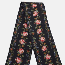 Pre Owned Gucci Black Rose Print Silk Bandeau Scarf
