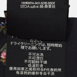 Pre Owned Gucci Black Rose Print Silk Bandeau Scarf