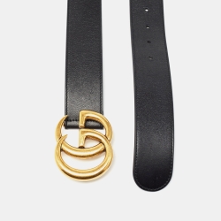 Pre Owned حزام غوتشي جي جي مارمونت جلد أسود بإبزيم 80 سم