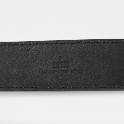 مملوكة مسبقًا Gucci Black Leather Bamboo Metal Ring Belt 80CM