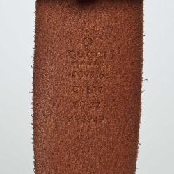 Pre Owned Gucci Brown Leather GG Marmont Buckle Belt 80CM