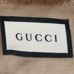 Pre Owned Gucci Brown GG Jacquard Silk & Wool Shawl 