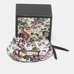 Pre Owned Gucci GG Crystals Gold Tone Earrings