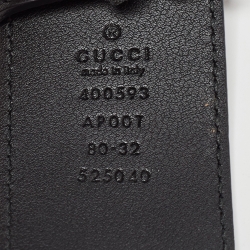 Gucci Black Leather GG Marmont Buckle Belt 80CM