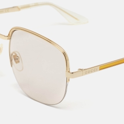 Pre Owned Gucci Gold Tone Frame GG0777S Aviators Sunglasses