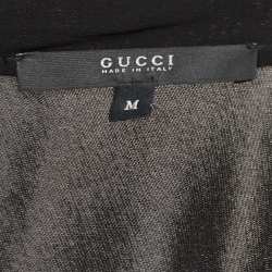 Pre Owned Gucci Black Jersey Detailed Neck Tie Ruched Short Dress M