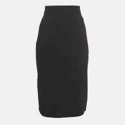 Pre Owned Gucci Black Crepe Pencil Skirt M