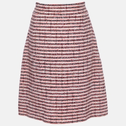 Pre Owned Gucci Multicolor Tweed Logo Detailed Pencil Skirt L