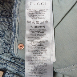 Pre Owned Gucci Blue Logo Monogram Patterned Denim Mini Skirt S