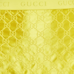 Gucci Yellow GG Patterned Silk Midi Skirt L