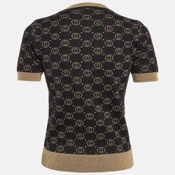 Gucci Black GG Interlock Lame Wool Top XXS
