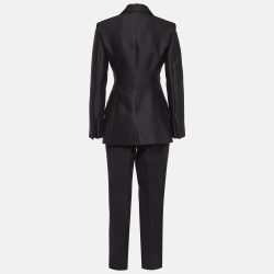 Pre Owned Gucci Black Gabardine Double Breasted Pants Suit S/L