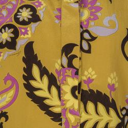 Pre Owned بلوزة غوتشي حرير طباعة بيزلي صفراء واسعة M