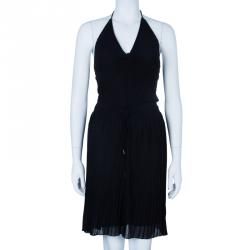 Pre Owned Gucci Black Halterneck Chiffon Dress S
