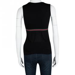 Pre Owned توب غوتشي أسود بفيونكة مزينة بلا أكمام S