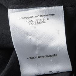 Pre Owned بلوزة غوتشي شير أكمام طويلة كشكشة حرير سوداء S