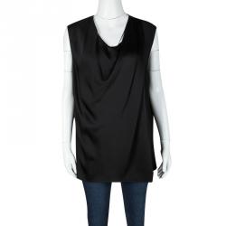 Pre Owned Gucci Black Draped Layered Sleeveless Top L