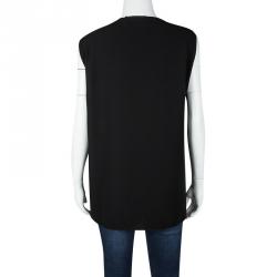 Pre Owned Gucci Black Draped Layered Sleeveless Top L