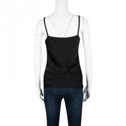 Gucci Black Embellished Bee Applique Detail Silk Camisole S