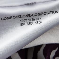 Pre Owned بلوزة غوتشي أزرار أمامية حرير مطبوعة بيضاء وبنفسجية S