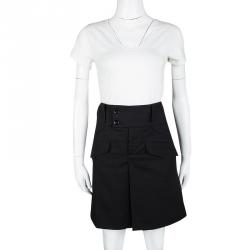 Pre Owned Gucci Black Pleat Detail Skirt M