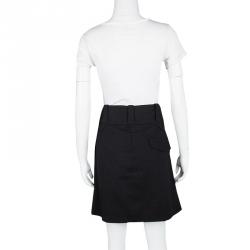 Pre Owned Gucci Black Pleat Detail Skirt M