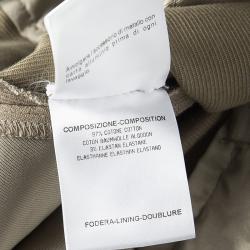 Pre Owned Gucci Brown Cotton Contrast Trim Buckle Detail Tapered Trousers M