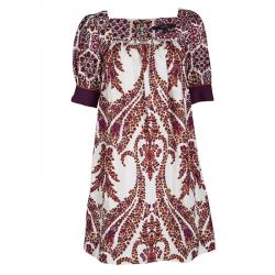 Pre Owned Gucci Multicolor Floral Printed Short Sleeve Cotton Dress S