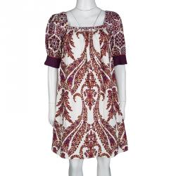 Pre Owned Gucci Multicolor Floral Printed Short Sleeve Cotton Dress S