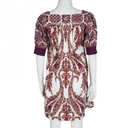 Pre Owned Gucci Multicolor Floral Printed Short Sleeve Cotton Dress S