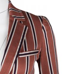 Pre Owned Gucci Rust Orange and Navy Blue Regimental Striped Cotton Palma Blazer S