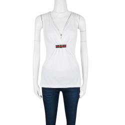 Gucci White Web Buckle Detail Sleeveless Top L