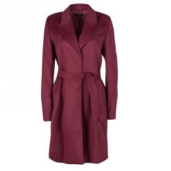Gucci Burgundy Wool Belted Long Coat M