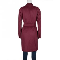 Gucci Burgundy Wool Belted Long Coat M