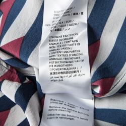 Pre Owned Gucci Printed Silk Neck Tie Detail Long Sleeve Blouse M