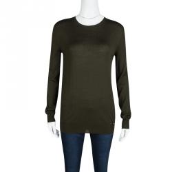 Pre Owned Gucci Deep Olive Green Wool Long Sleeve Sweater L